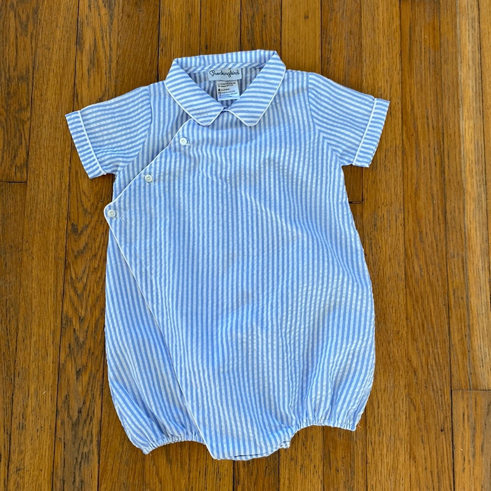 Smockingbird Seersucker Boys Bubble Size 3T